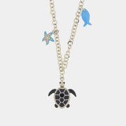 Collana in Metallo con tartaruga blu, pesce e stella marina