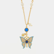 Collana in Metallo con farfalla turchese e perle