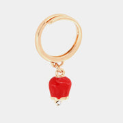 Anello in Metallo con campanella portafortuna pendente, impreziosita da smalto rosso e punto luce