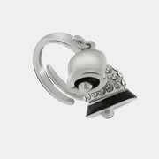 Anello in Metallo con campana impreziosita da cristalli e smalto nero e campana liscia