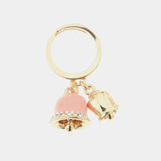 Anello in Metallo con campanelle portafortuna con smaltatura rosa e cristalli bianchi