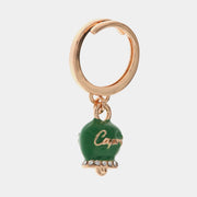 Anello in Metallo con campanella portafortuna color verde, con scritta Capri a rilievo e cristalli bianchi