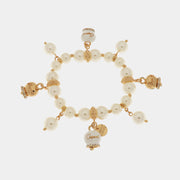 Bracciale in Metallo Bracciale in Metallo con perle e campanelle portafortuna in smalto bianco con scritta Capri