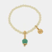 Bracciale in Metallo Bracciale in Metallo con perle e campanella portafortuna in smalto verde