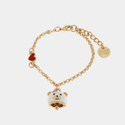 Bracciale in Metallo con campanella a forma di orso bianco e cuore rosso