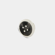 Spilla in Metallo a forma di bottone, impreziosito da smalto nero e bianco